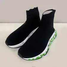 Giày Balenciaga Wmns Speed Sneaker 'Midsole Graffiti Black Fluo Green' 605942 W05GY 1935 - Ảnh 3