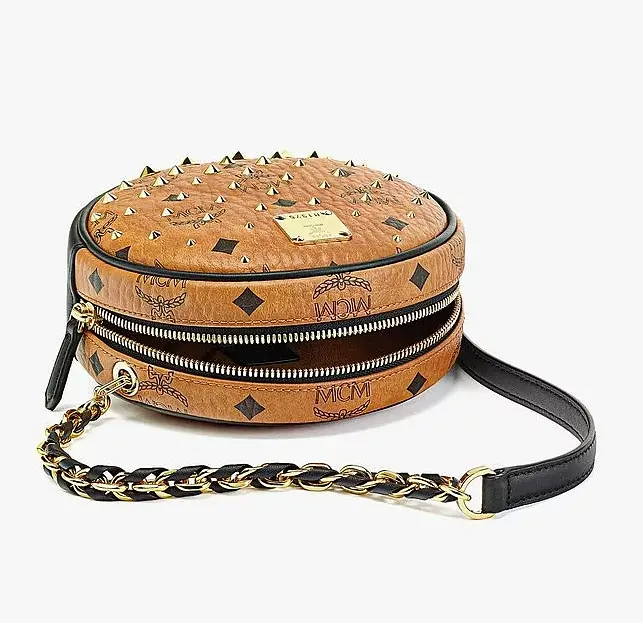 Túi MCM Tambourine Crossbody in Gold Studded Visetos MWRCSVI02CO001 - Ảnh 4