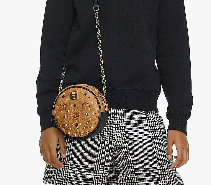 Túi MCM Tambourine Crossbody in Gold Studded Visetos MWRCSVI02CO001 - Ảnh 5