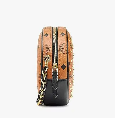 Túi MCM Tambourine Crossbody in Gold Studded Visetos MWRCSVI02CO001 - Ảnh 3