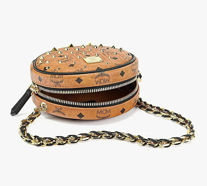 Túi MCM Tambourine Crossbody in Gold Studded Visetos MWRCSVI03CO001 - Ảnh 3