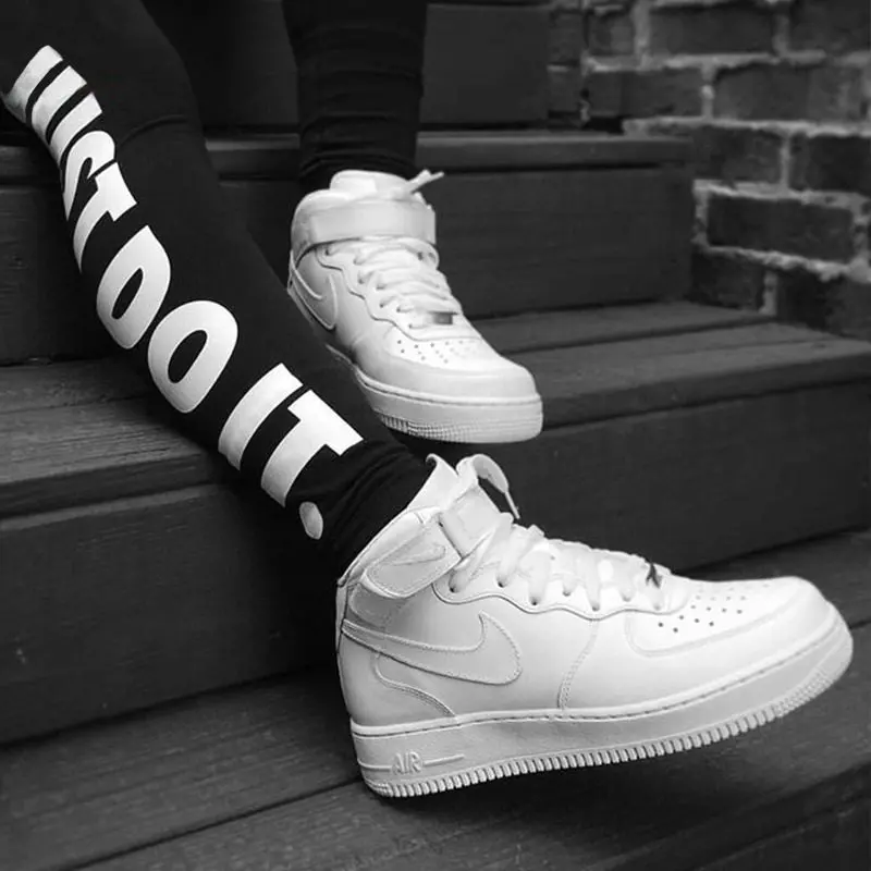 Giày Nike Wmns Air Force 1 Mid 07 Leather 'Triple White' 366731-100 - Ảnh 6