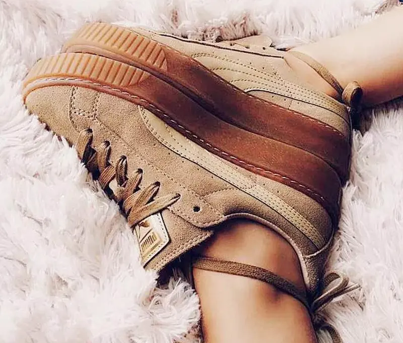 Alternative view of Giày Puma Basket Suede Platform Oatmeal Gum 'Beige Gold' 363559-03