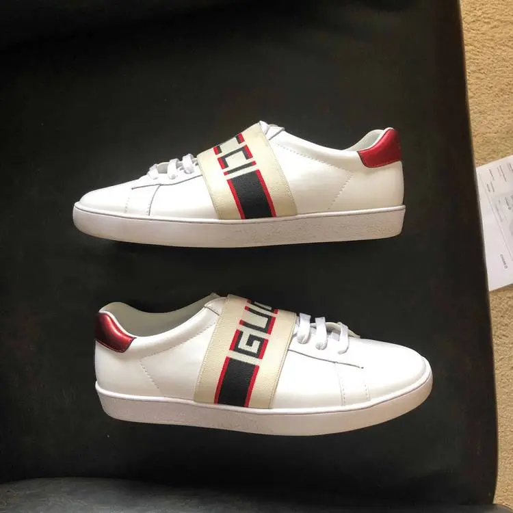 Alternative view of Giày Gucci Stripe Leather Sneaker 'White Red Black' 523469-0FIV0-9091