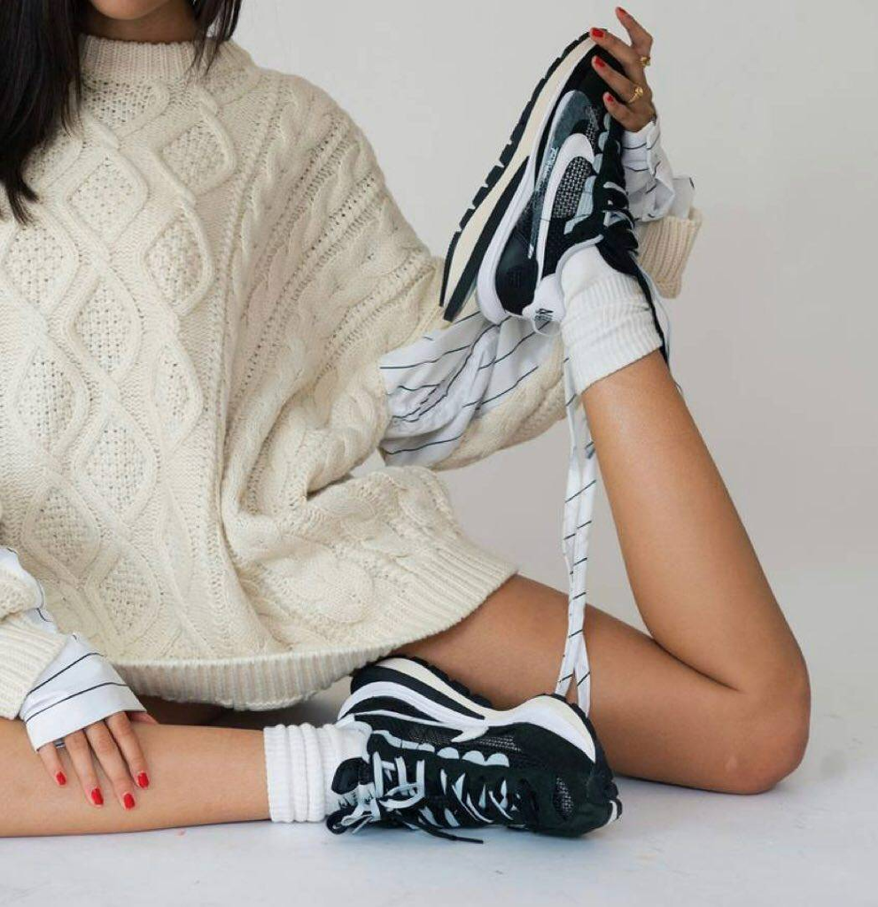 Giày Nike Sacai x VaporWaffle 'Black White' CV1363-001 - Ảnh 2