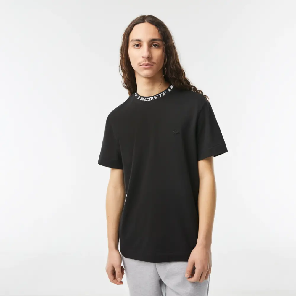 Alternative view of Áo Lacoste Regular Fit Logo Collar T-shirt 'Black' TH9687-53G-031