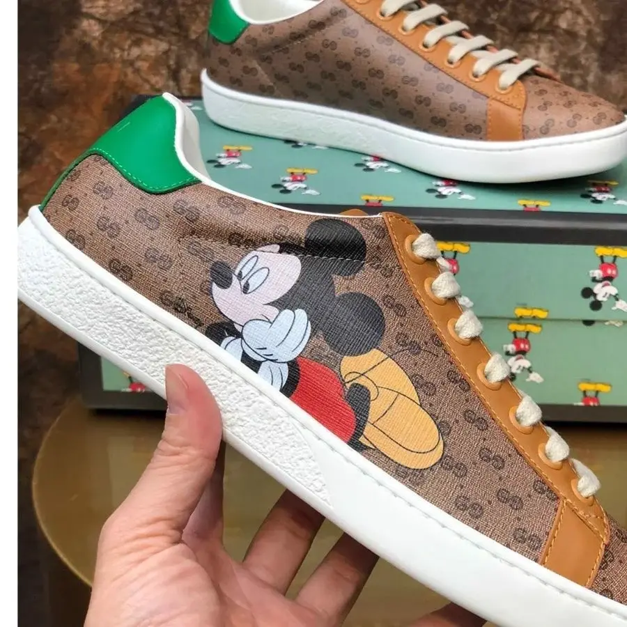Giày Disney x Gucci Ace Low 'Mickey Mouse Beige' 602548-HWM10-8961 - Ảnh 4