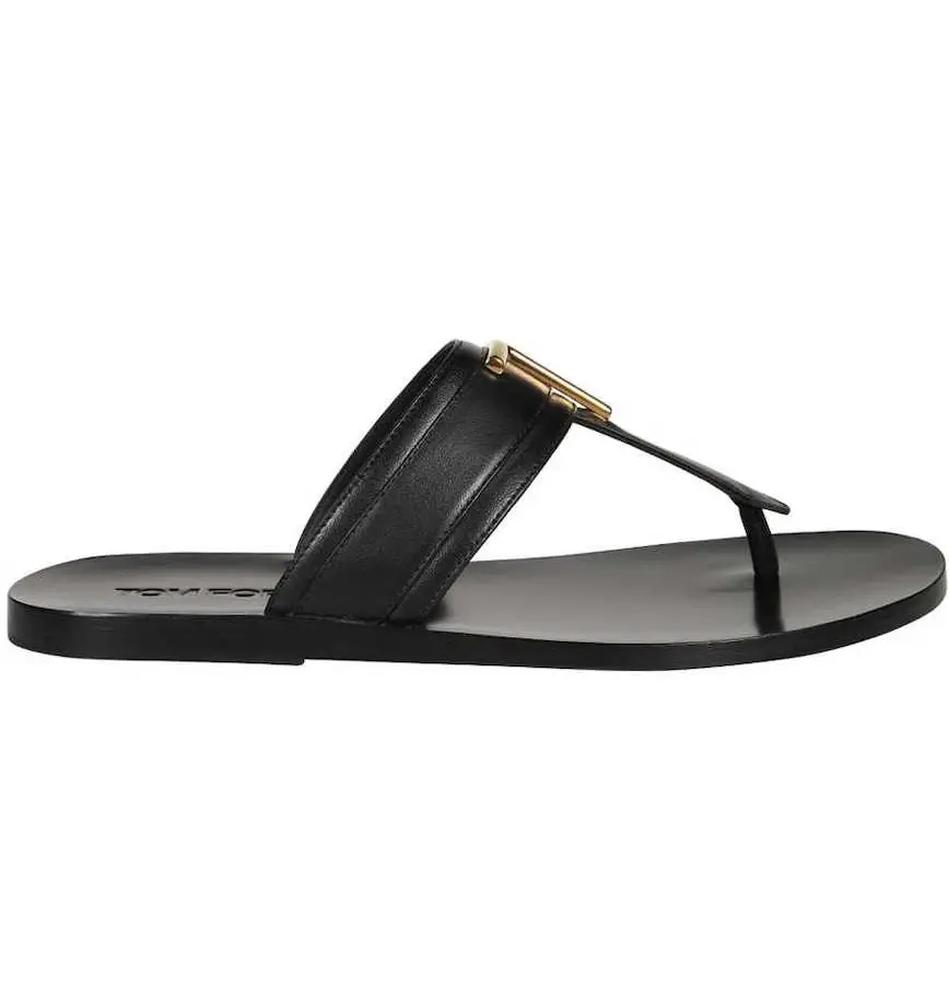 Dép Tom Ford Smooth Leather Brighton Sandal 'Black' J1307T-LCL076