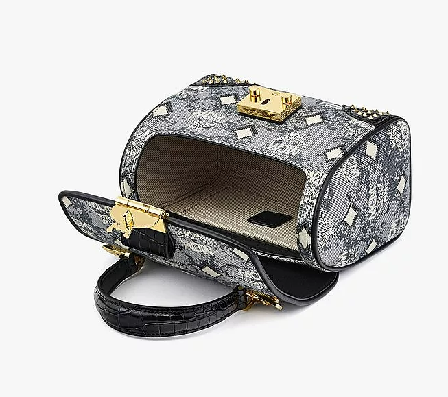 Túi MCM Tracy Satchel in Studded Vintage Monogram Jacquard MWECSTQ01EG001 - Ảnh 4