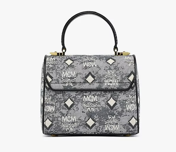 Túi MCM Tracy Satchel in Studded Vintage Monogram Jacquard MWECSTQ01EG001 - Ảnh 2