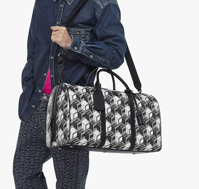 Túi MCM Traveler Weekender Bag in Cubic Monogram 'Canvas' MMVBACK03BW001 - Ảnh 5