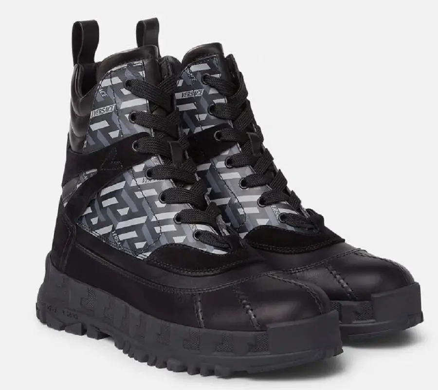Giày Versace Greca Rhegis La Greca Print Boots Black 1001955-1A01745-5B240 - Ảnh 3