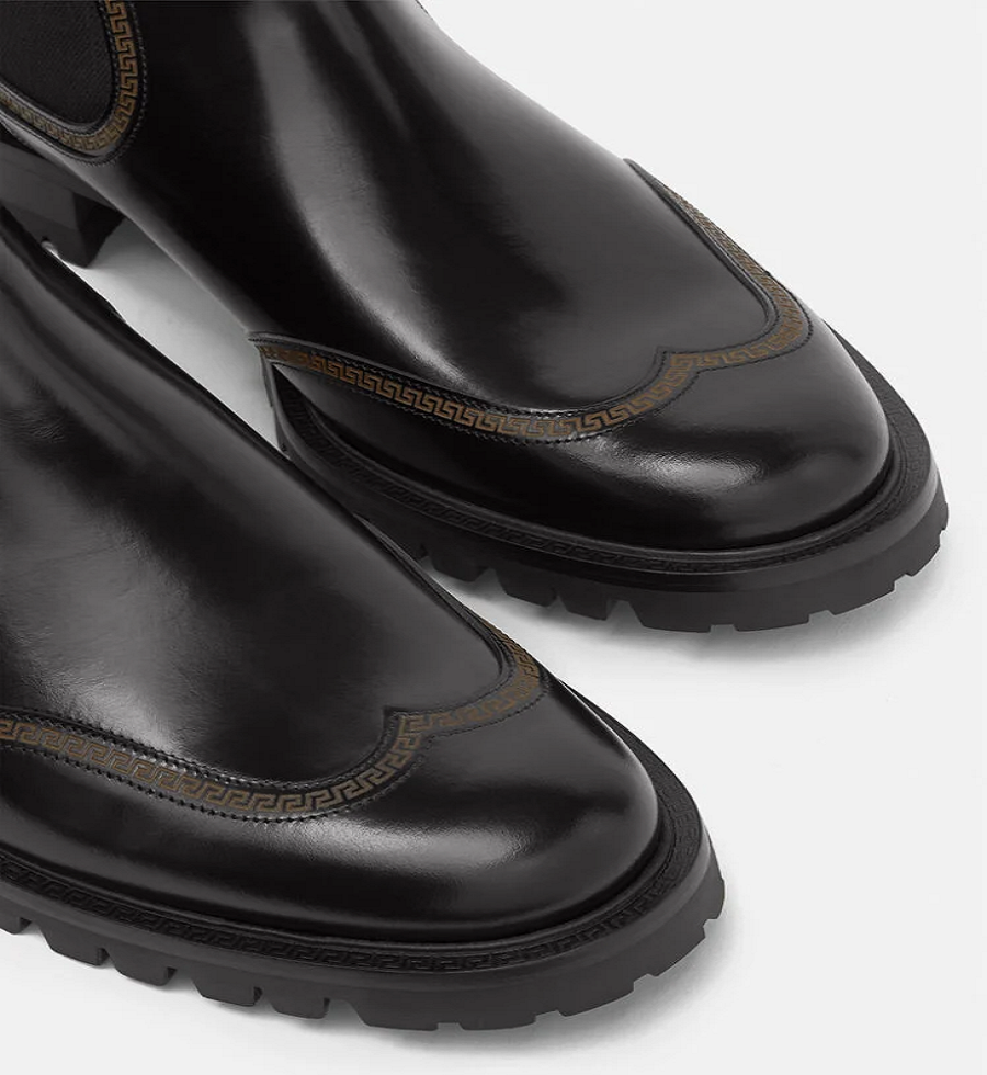 Giày Versace Leather Chelsea Boots Black 1000777-D9VAC-1B000 - Ảnh 5