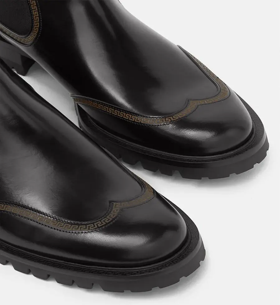 Giày Versace Leather Chelsea Boots Black 1000777-D9VAC-1B000 - Ảnh 5