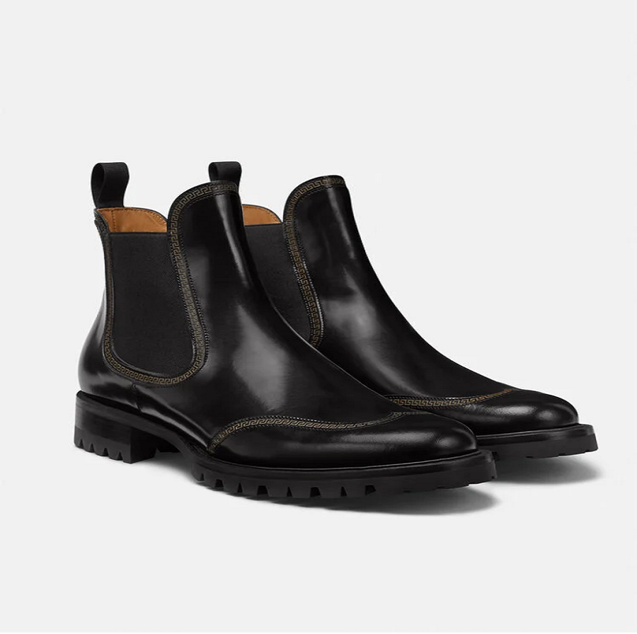 Giày Versace Leather Chelsea Boots Black 1000777-D9VAC-1B000 - Ảnh 3
