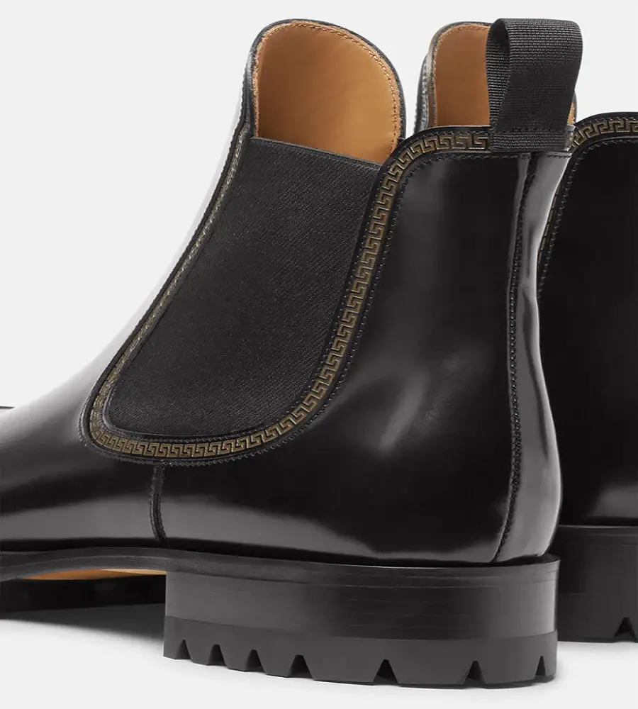 Giày Versace Leather Chelsea Boots Black 1000777-D9VAC-1B000 - Ảnh 4