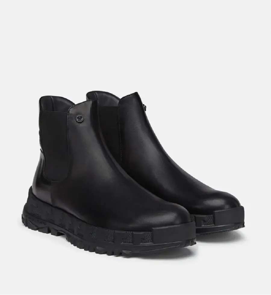 Giày Versace Greca Rhegis Leather Boots Black DSU8206-D60VG-D41 - Ảnh 3