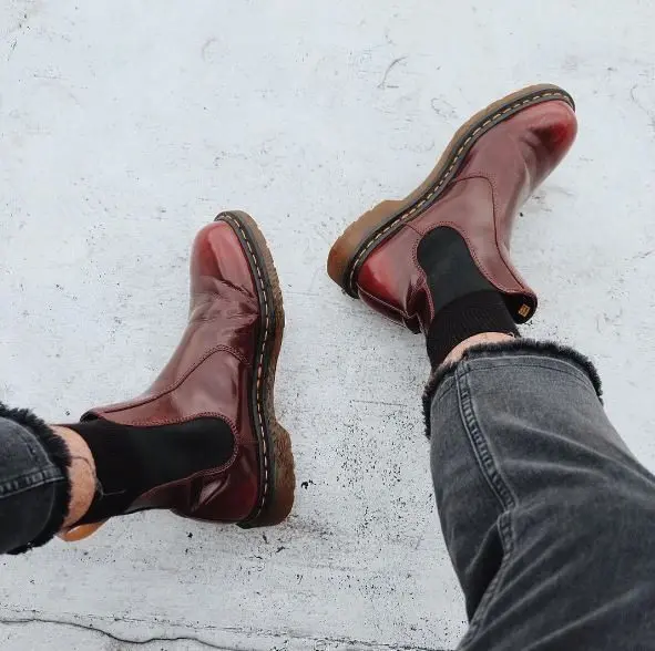 Giày Dr. Martens Vegan 2976 Cherry Red Chelsea Boots 11853600 - Ảnh 3