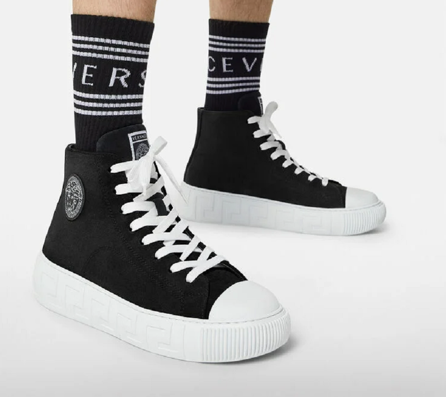 Giày Versace Greca Suede High Top Trainers Black DSU8403-1A00784-1B000 - Ảnh 2