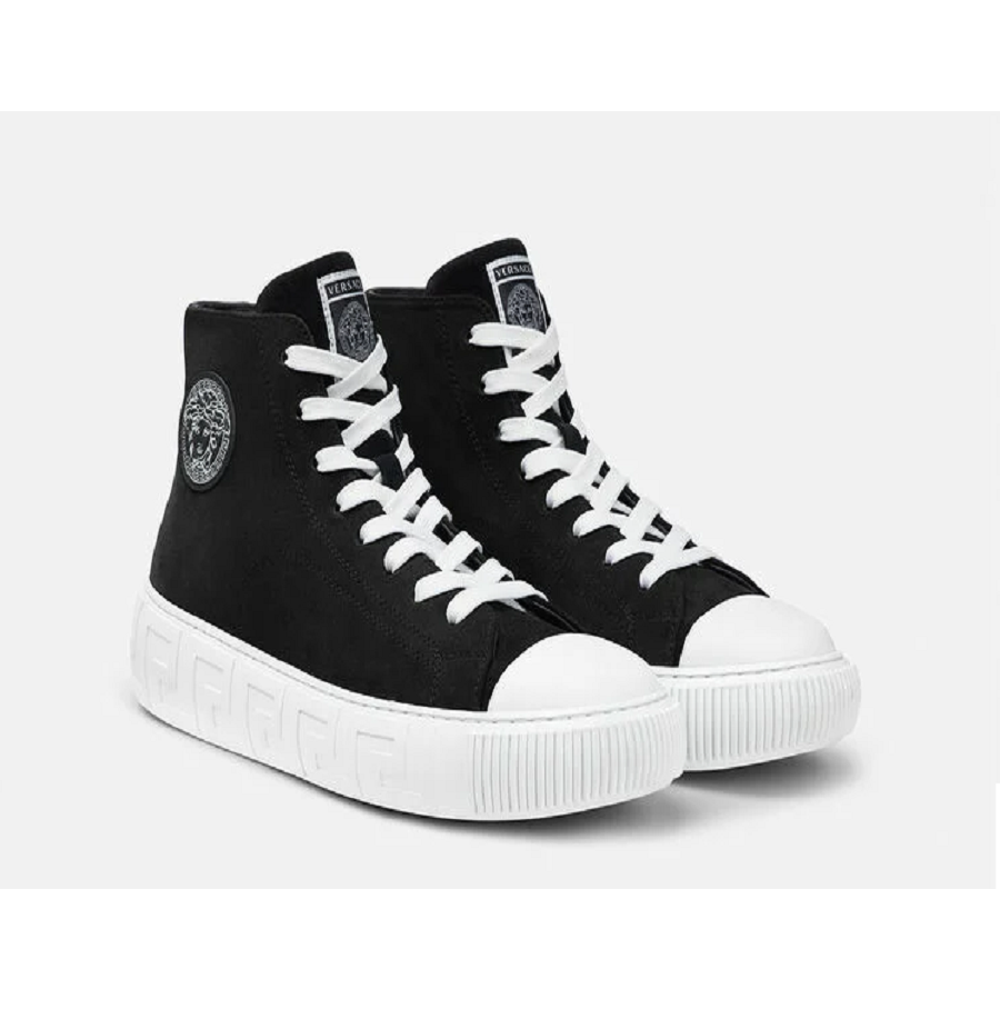 Giày Versace Greca Suede High Top Trainers Black DSU8403-1A00784-1B000 - Ảnh 3