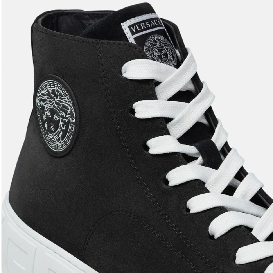 Giày Versace Greca Suede High Top Trainers Black DSU8403-1A00784-1B000 - Ảnh 4