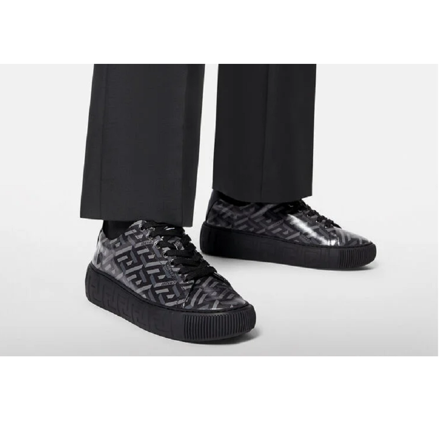 Giày Versace Greca La Greca Print Trainers Black Grey DSU8404-1A01726-5B05B - Ảnh 2