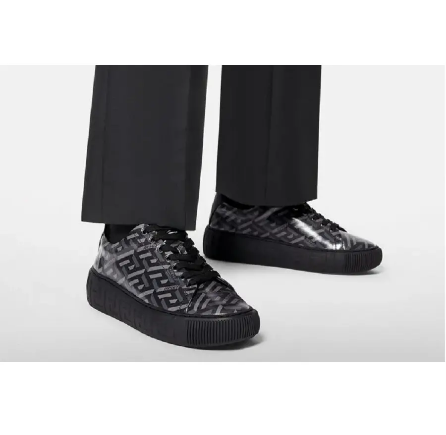 Alternative view of Giày Versace Greca La Greca Print Trainers Black Grey DSU8404-1A01726-5B05B
