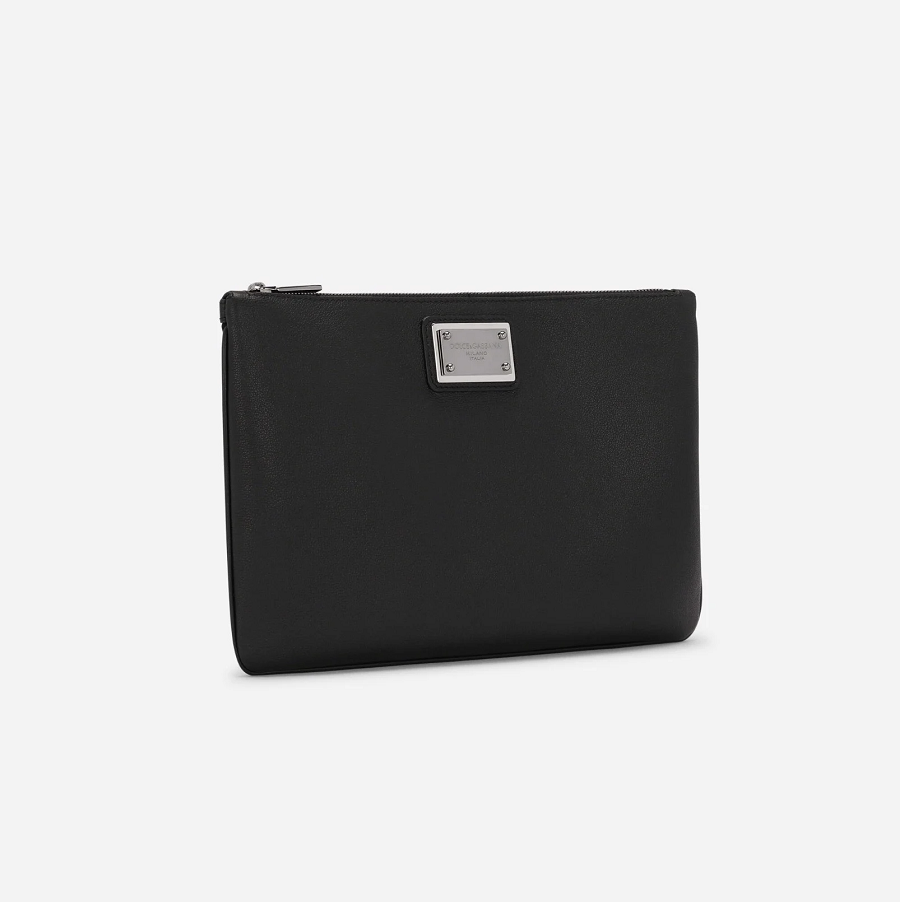 Túi Dolce & Gabbana Grainy Calfskin And Nylon Pouch 'Black' BM2248AD4478B956 - Ảnh 4