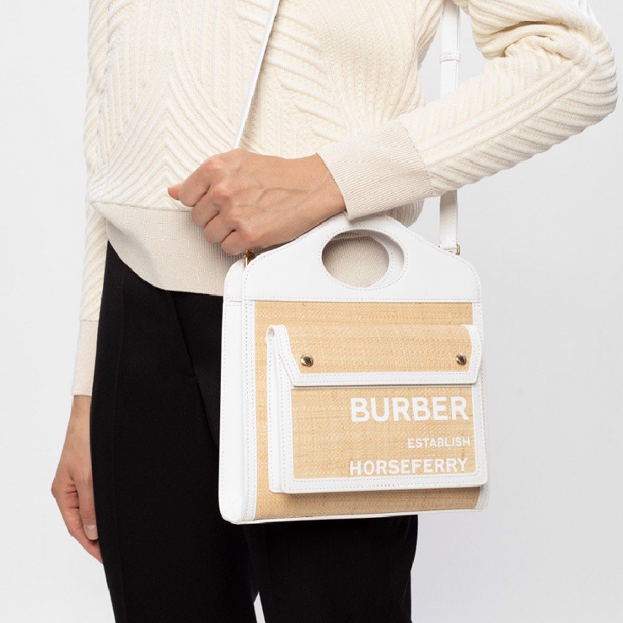 Túi Burberry Mini Two-tone Canvas Pocket Bag 'Natural' 8030256 - Ảnh 4