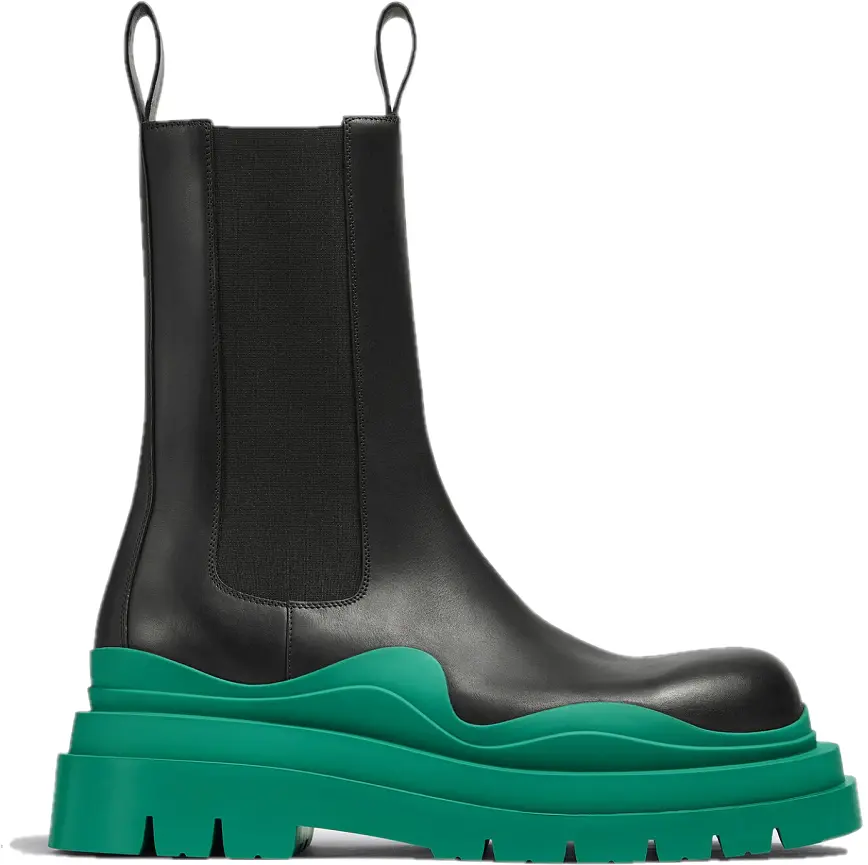 Giày Bottega Veneta Tire Chelsea Boot 'Black Acid Turquoise' 630284VBS501489