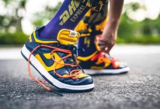 Giày Nike Dunk Low Off-White University Gold Midnight Navy CT0856-700 - Ảnh 9