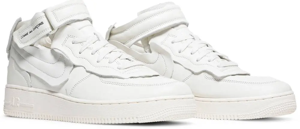Giày Nike Comme des Garçons x Air Force 1 Mid 'Triple White' DC3601-100 - Ảnh 5