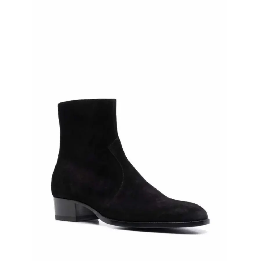 Giày Saint Laurent Wyatt Zipped Boots In Suede 6703391NZ001000 - Ảnh 3