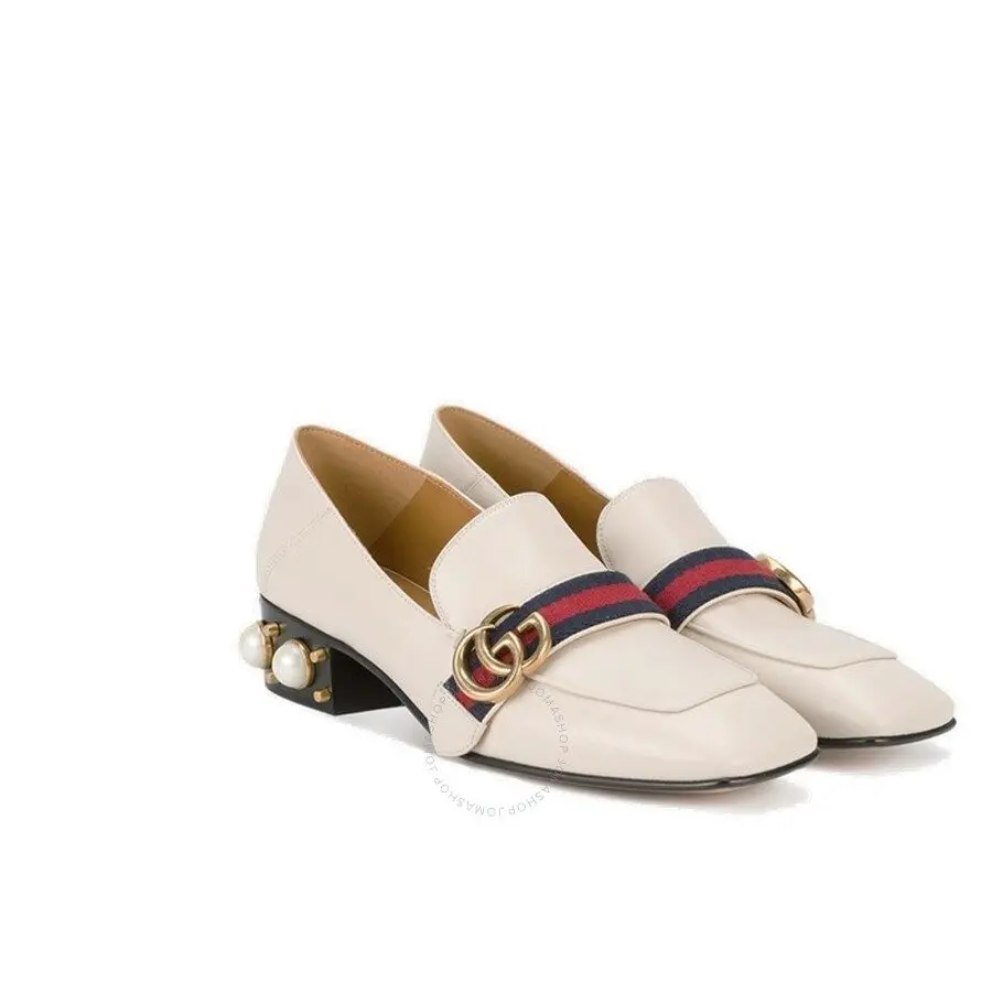 Giày Gucci Leather mid-heel loafer 423559 DKHC0 9061 - Ảnh 4