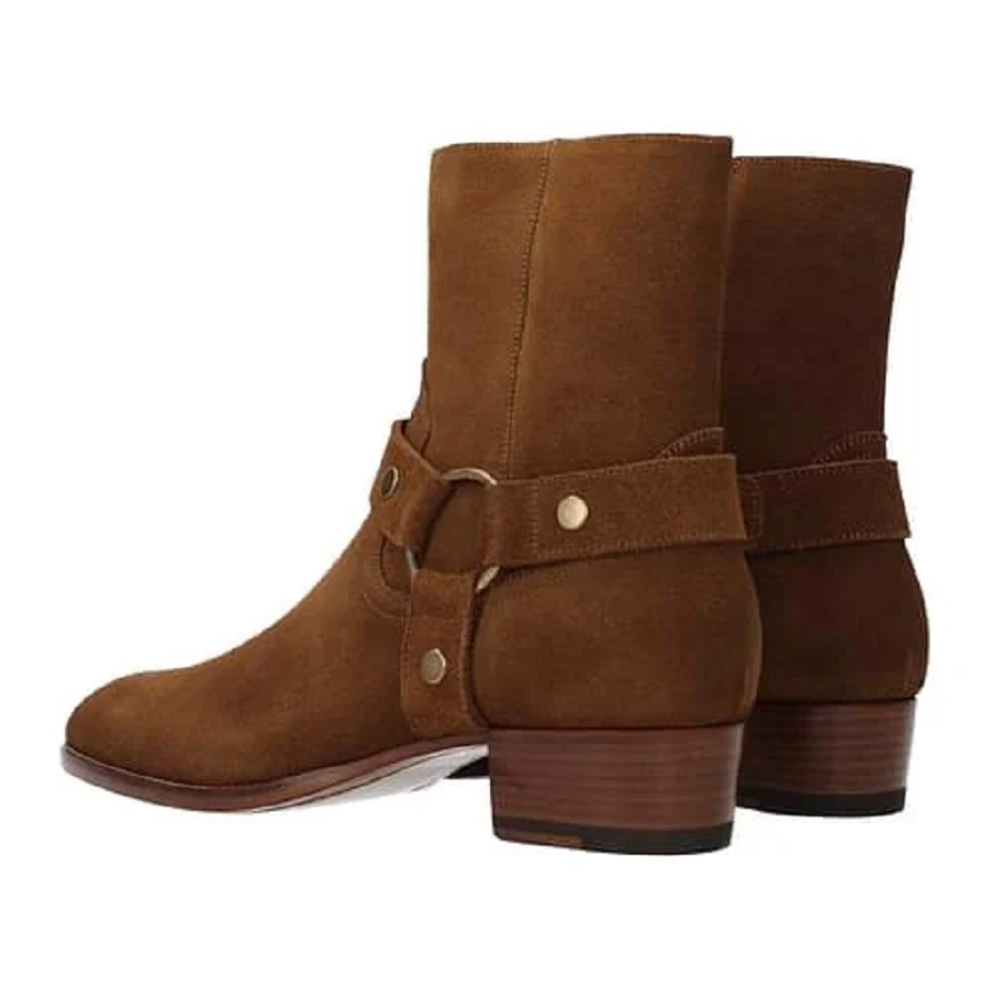 Giày Saint Laurent Wyatt Harness Boots Suede 'Nut' 443190BPN005710 - Ảnh 4