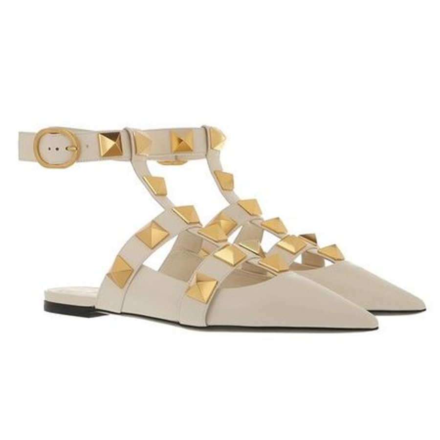 Giày Valentino Roman Stud Ballerina 'White Gold' VW0S0BY5ZWMI16 - Ảnh 3