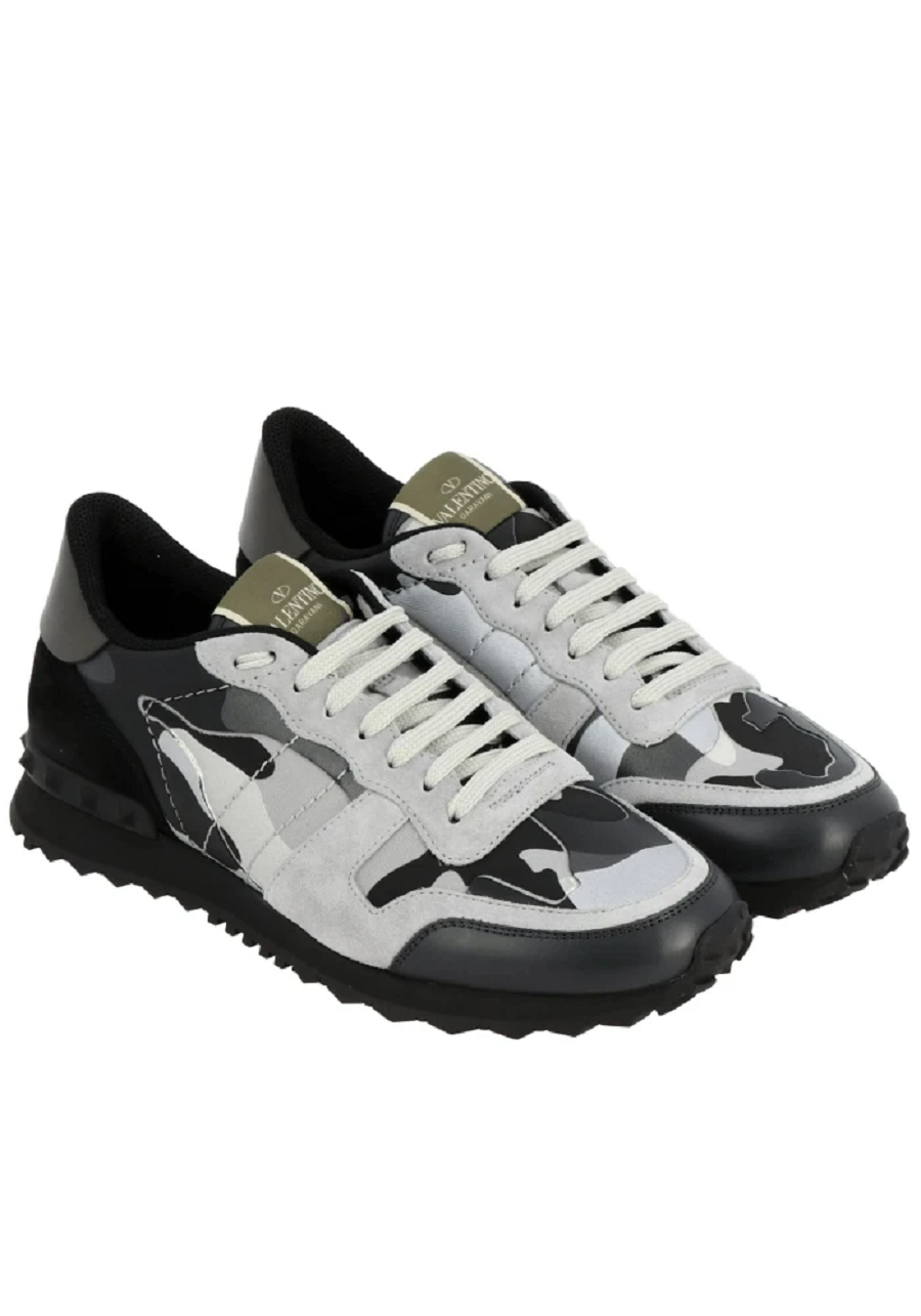 Giày Valentino Garavani Rockrunner Rockstud Lace 'Grey Black Camo' RY2S0723XVUIJ7 - Ảnh 2