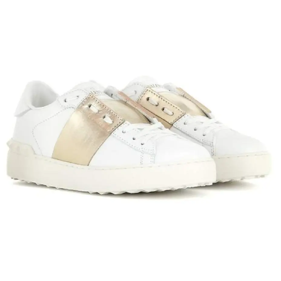 Alternative view of Giày Valentino Gold Stripe Stud Leather Open Sneakers ZW2S0781FLRL71