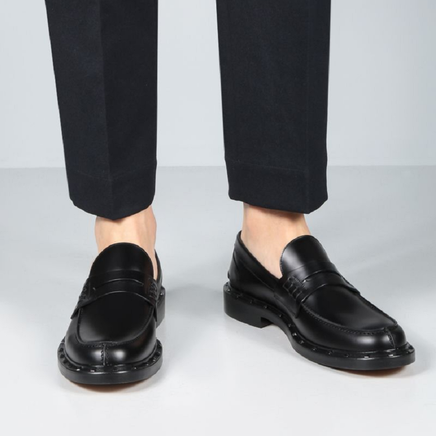 Giày Valentino Shiny Leather Loafers Black VY2S0C42PMF0NO - Ảnh 5