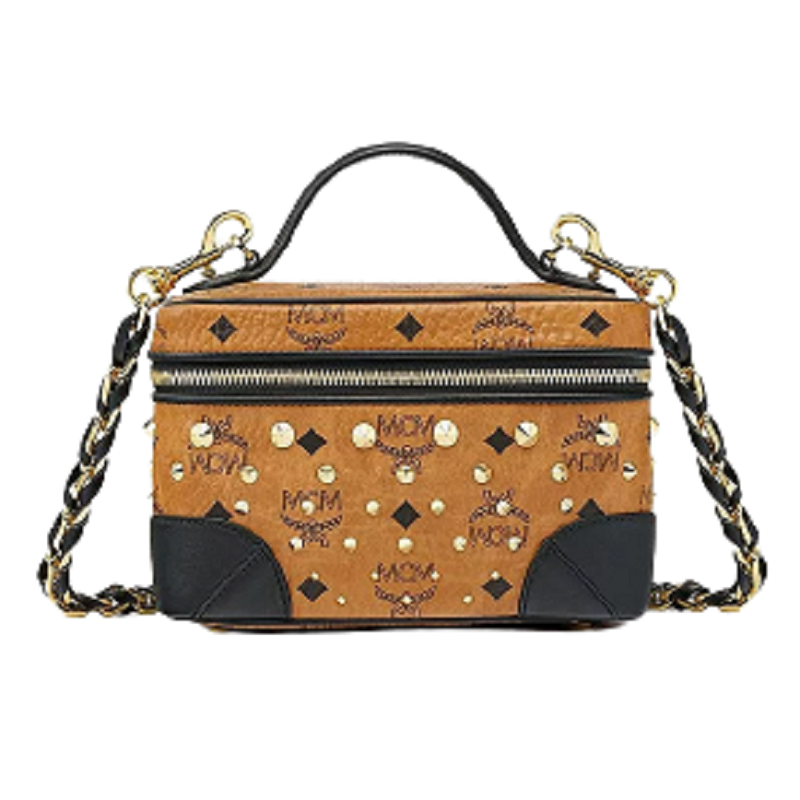 Túi MCM Vanity Case in Gold Studded Visetos MWRCSVI04CO001