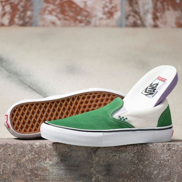 Giày Vans Classic Slip-On 'Green White' VN0A5FCA3JD - Ảnh 2