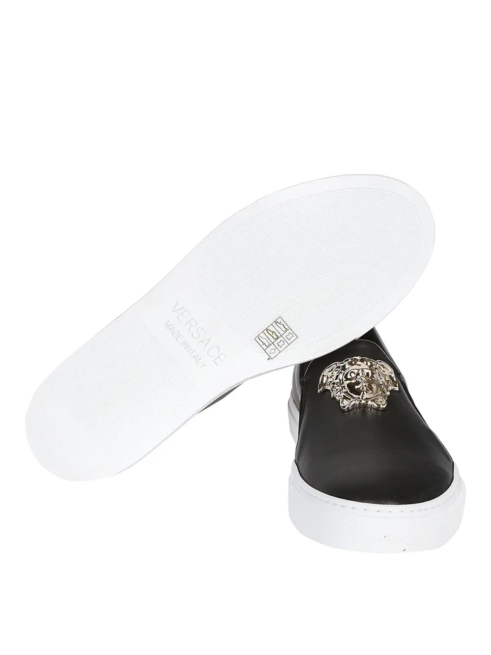 Giày Versace Black Leather Slip On Sneakers DSR488D-DVT2P-D41OC - Ảnh 4