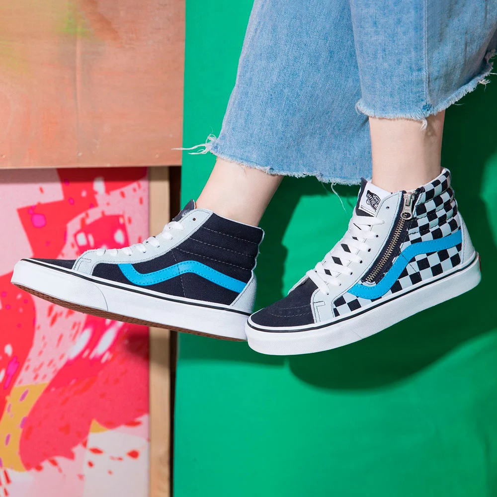 Giày Vans Sk8 Hi Reissue Side Zip 'Black Light Blue' VN0007NZ9KM - Ảnh 2