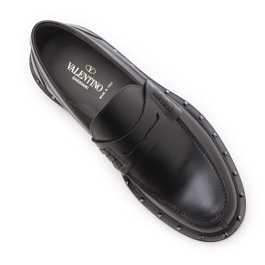Giày Valentino Shiny Leather Loafers Black VY2S0C42PMF0NO - Ảnh 4