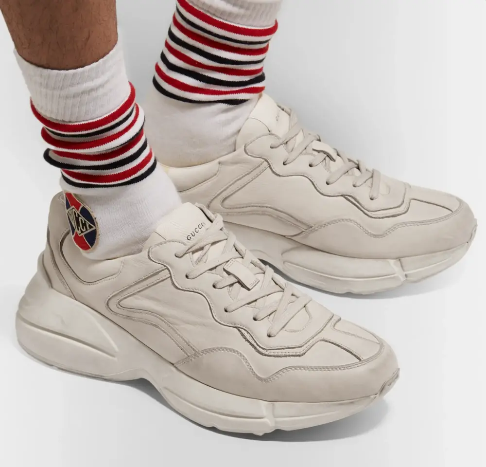 Giày Gucci Rhython Leather Sneaker Ivory 498916-A9L00-9522 - Ảnh 7