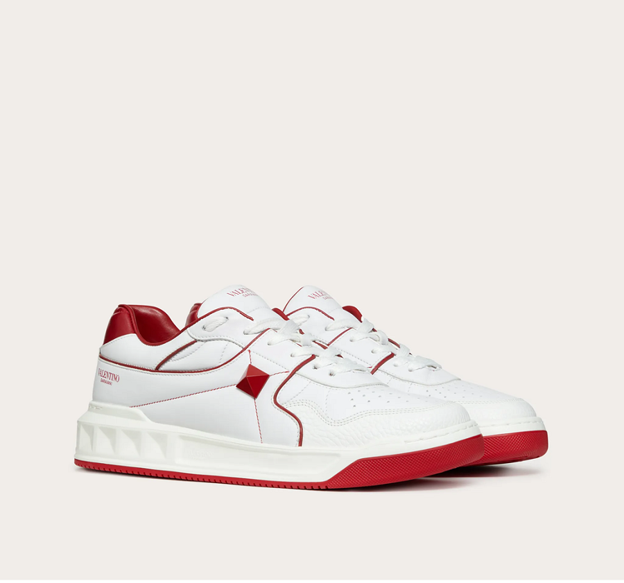 Giày Valentino One Stud Low Top Nappa White Red WY2S0E71NWNR81 - Ảnh 3