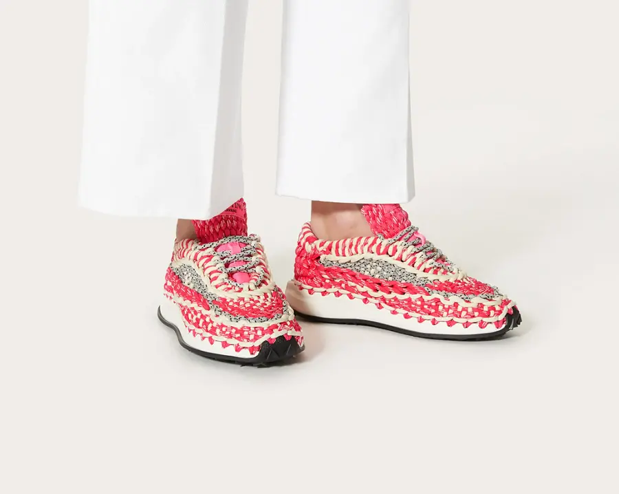 Giày Valentino Garavani Crochet Sneaker In Fabric WW2S0BU6IHEID0 - Ảnh 3