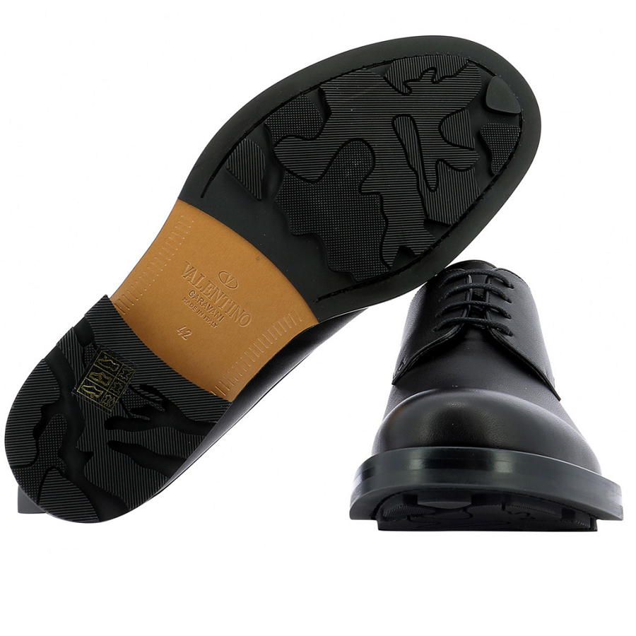 Giày Valentino Roman Stud Calfskin Derby Black WY2S0E56ZQK0NO - Ảnh 3