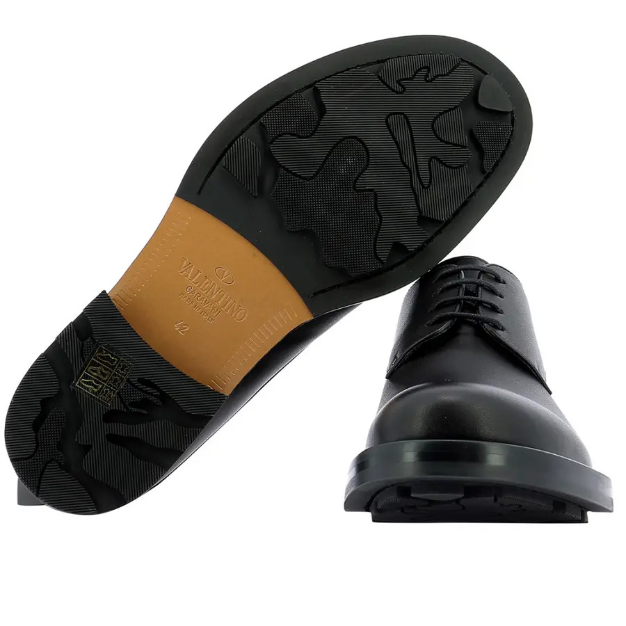 Giày Valentino Roman Stud Calfskin Derby Black WY2S0E56ZQK0NO - Ảnh 3