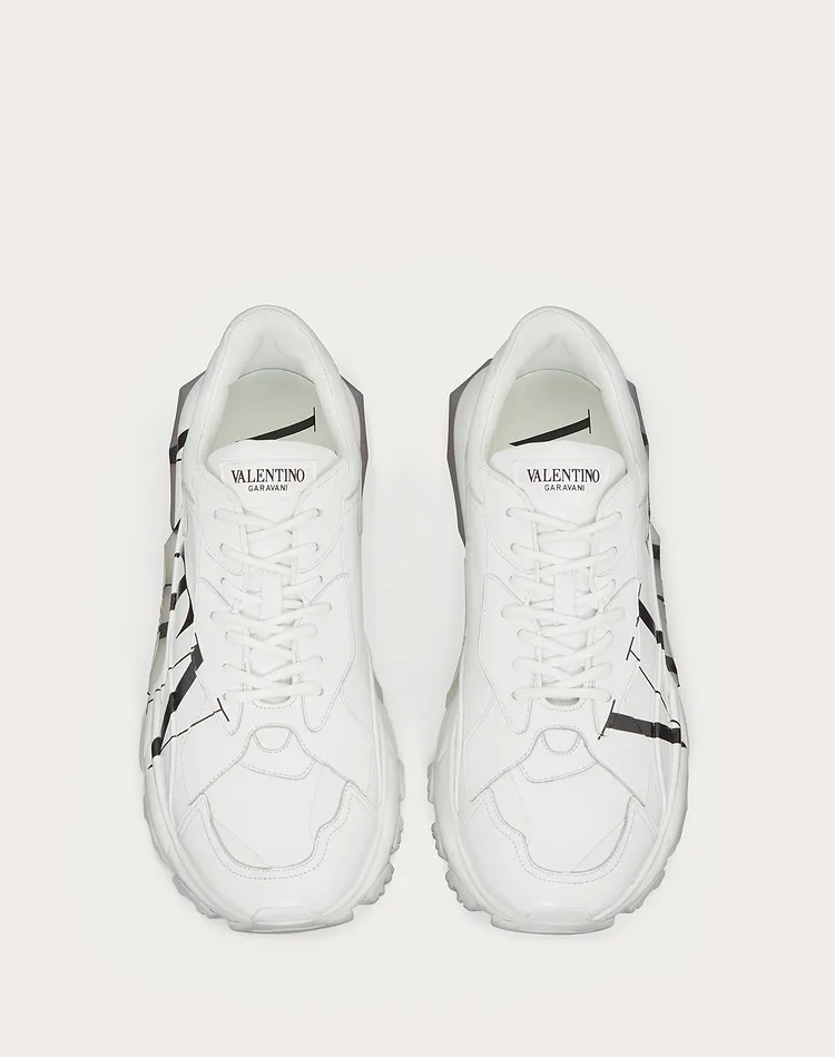 Giày Valentino Bounce Calfskin Sneaker White Black 2020 UY2S0B21RKWA01 - Ảnh 3